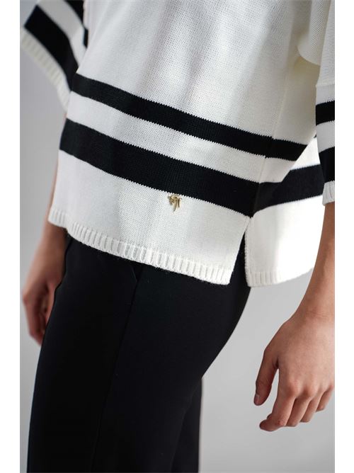 Maglia in misto lana GM by Gai Mattiolo | GM3442PANNA/NERO